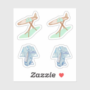 Strijkijzer en strijkplank huishoudelijke taken sticker