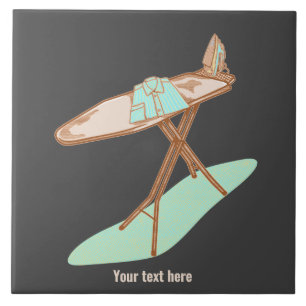 Strijkijzer en strijkplank huishoudelijke taken tegeltje