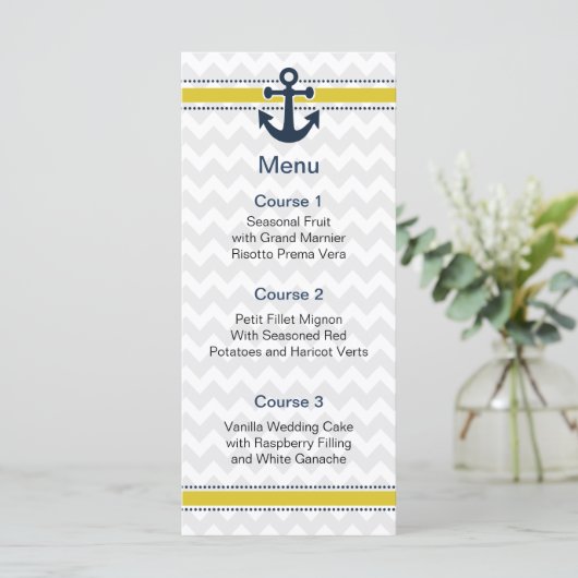 strijkjes, ankerpunten, nautische menukaarten menu (Staand voorkant)