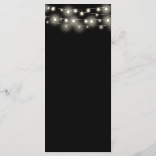 Strijklichten Bloemen Zwart en Gouden Bruiloft Menu (Achterkant)