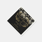 Strijklichten Bloemen Zwart en Gouden Bruiloft Servet (Hoek)