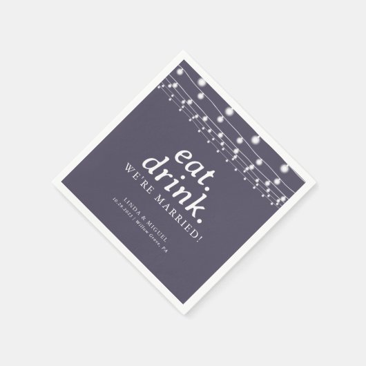 Strijklichten Eet Drink We zijn getrouwd Bruiloft Servet (Hoek)