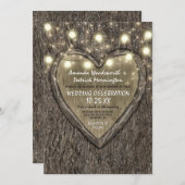 Strijklichten + eiken boom schors bruiloft uitnodi kaart (Voorkant / Achterkant)