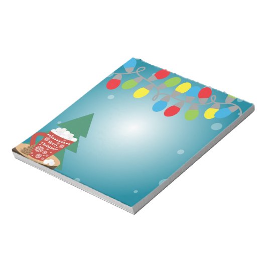 Strijklichten en Rode Mok Gezellige Winterkerst Notitieblok (Linkerzijde)