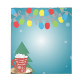 Strijklichten en Rode Mok Gezellige Winterkerst Notitieblok (Voorkant)