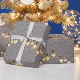 Strijklichten Kerstmisbollen Gouden Sneeuw Cadeaupapier