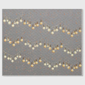 Strijklichten Kerstmisbollen Gouden Sneeuw Cadeaupapier (Vlak)