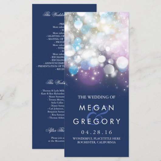 Strijklichten Marine bruiloft programma's (Voorkant / Achterkant)