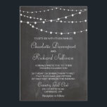 Strijklichten op krijtbord bruiloft uitnodiging<br><div class="desc">Rustieke moderne bruiloft uitnodiging met string lichten op krijtbord achtergrond. Vind bijpassende briefpapier en huwelijksborden in onze winkel.</div>
