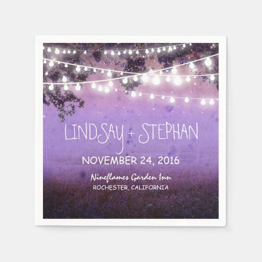 Strijklichten paarse rustieke papieren servetten (Voorkant)