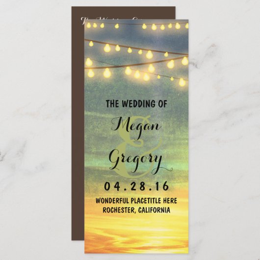 Strijklichten Palmen Strand Zonsondergang Trouwpro Programmakaart (Voorkant / Achterkant)
