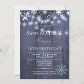 Strijklichten sneeuwvlokken chique winter zoet zes kaart (Voorkant)