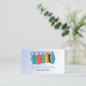 Strijkmachine Strijkdroog Blauw reinigen Visitekaartje (Staand voorkant)