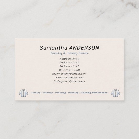 Strijkservice en wasserij visitekaartje (Achterkant)