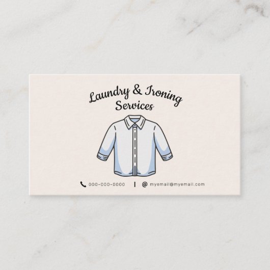 Strijkservice en wasserij visitekaartje (Voorkant)