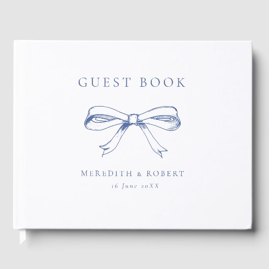  strik blauw & wit bruiloft gastenboek (Voorkant)