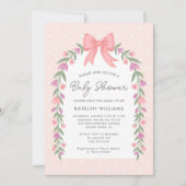  strik bloemig Baby shower roze Kaart (Voorkant)