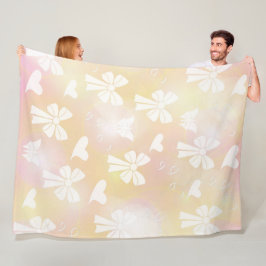 strik, lint, wit, pastel, harten, licht, roze, fleece deken