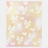 strik, lint, wit, pastel, harten, licht, roze, fleece deken (Voorkant)