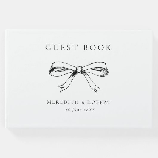  strik zwart & wit bruiloft gastenboek (Voorkant)