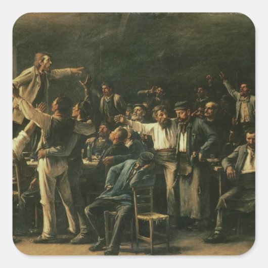 Strike, 1895 vierkante sticker (Voorkant)