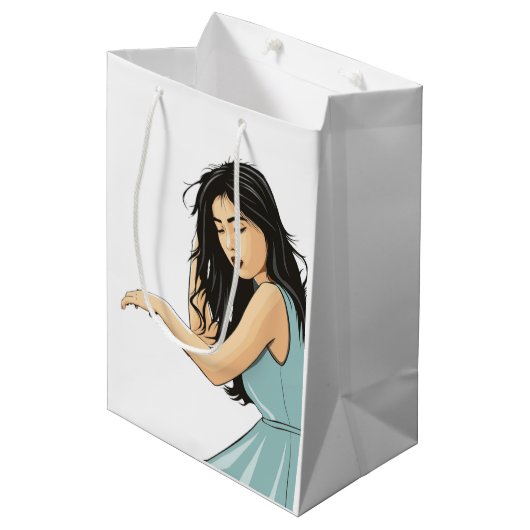 "STRIKE A POSE" ASIAN LADY MEDIUM CADEAUZAKJE (Voorkant Gekanteld)