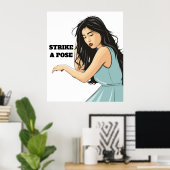 "STRIKE A POSE" ASIAN LADY POSTER (Thuiskantoor)