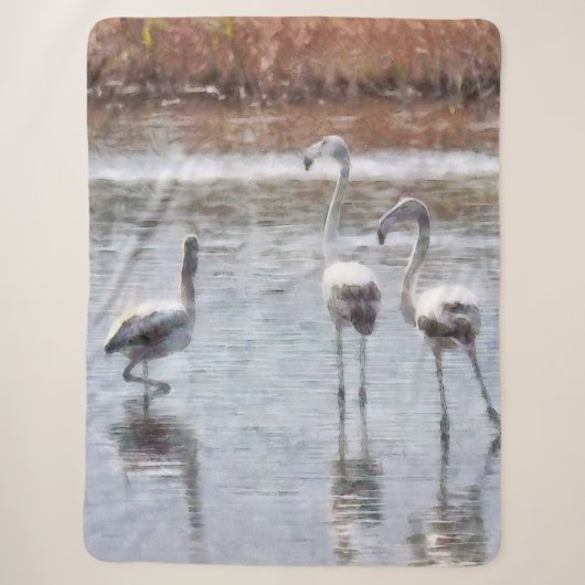 Strike A Pose Flamingo Waterverf Sherpa Deken (Voorkant)