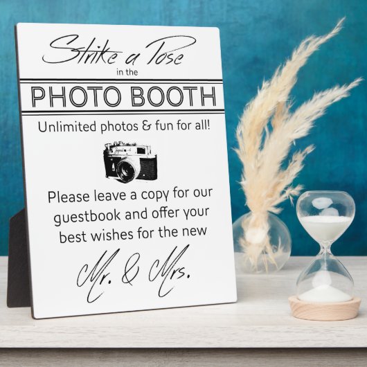 Strike a Pose Foto Booth Plaque Fotoplaat (Zijkant)