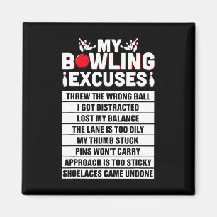 Strike and Smile Co T-shirt Funny Bowling Excuses Magneet