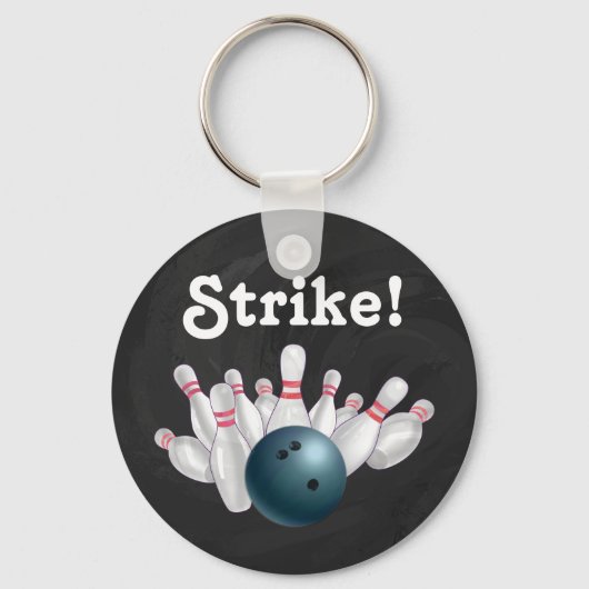 Strike. Blue Bowling Ball met Sleutelhanger Pins (Voorkant)