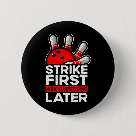 Strike - Bowling Ball Funny Bowling Ronde Button 5,7 Cm (Voorkant)