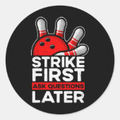 Strike - Bowling Ball Funny Bowling Ronde Sticker (Voorkant)
