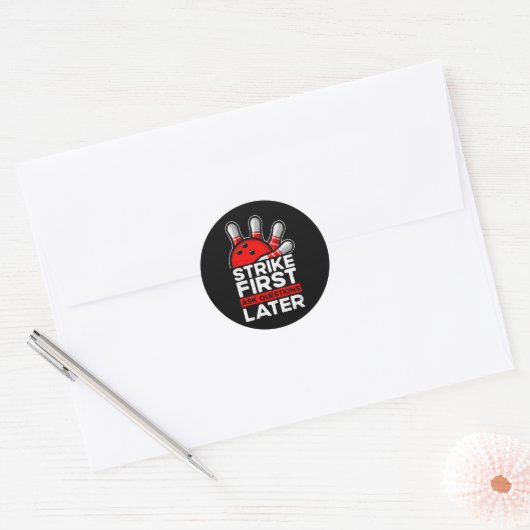 Strike - Bowling Ball Funny Bowling Ronde Sticker (Envelop)