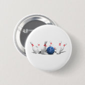 Strike. Bowling Ball & Pins: Ronde Button 5,7 Cm (Voorkant /achterkant)