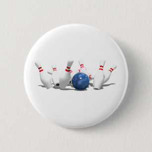 Strike. Bowling Ball & Pins: Ronde Button 5,7 Cm