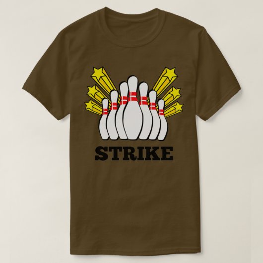 Strike Bowling-printer met 10 pennen en sterren T T-shirt (Design voorkant)