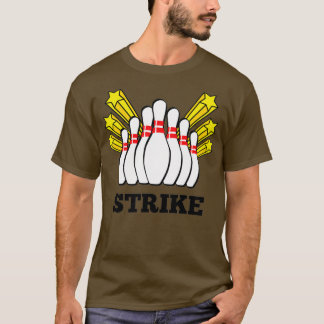 Strike Bowling-printer met 10 pennen en sterren T T-shirt