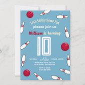 Strike coole blauwe sporten Bowling 10e verjaardag Kaart (Voorkant)