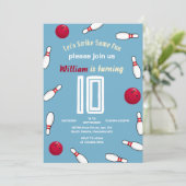 Strike coole blauwe sporten Bowling 10e verjaardag Kaart (Staand voorkant)