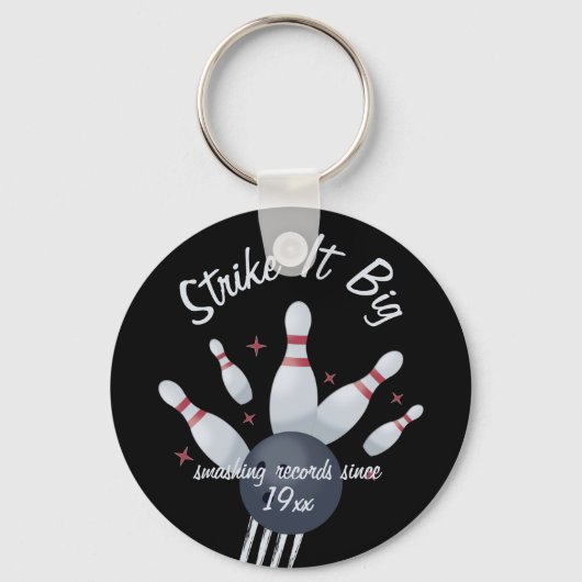 Strike it Big - Bowling Ball die in spelden smaakt Sleutelhanger (Voorkant)