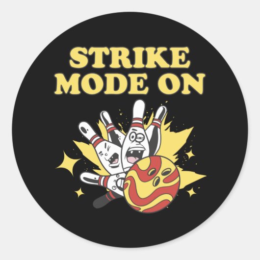 Strike Mode Bowling Player Bowling Gift Ronde Sticker (Voorkant)