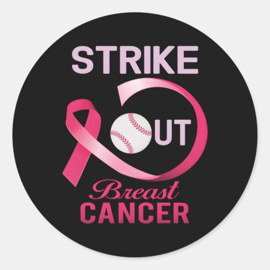 Strike out Borstkanker Baseball Cancer Awareness Ronde Sticker (Voorkant)