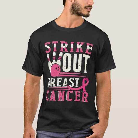 Strike Out Borstkanker Bewustzijn Bowling Strike T-shirt (Voorkant)