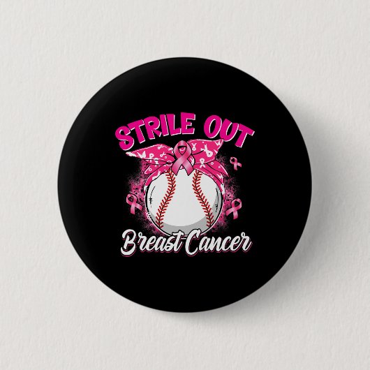 Strike Out Borstkanker Bewustzijn Bysebyll Fighter Ronde Button 5,7 Cm (Voorkant)