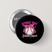 Strike Out Borstkanker Bewustzijn Bysebyll Fighter Ronde Button 5,7 Cm (Voorkant /achterkant)