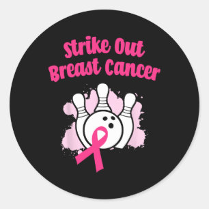 Strike Out Borstkanker Bowling Ribbon Roze Ronde Sticker