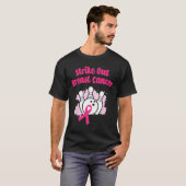 Strike Out Borstkanker Bowling Ribbon Roze T-shirt (Voorkant volledig)