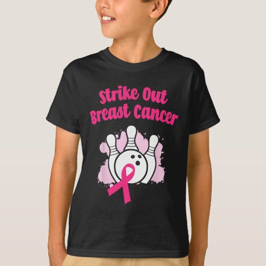 Strike Out Borstkanker Bowling Ribbon Roze T-shirt (Voorkant)