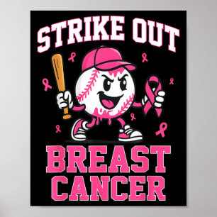 Strike Out Borstkanker Honkbal Ijs Drip Poster